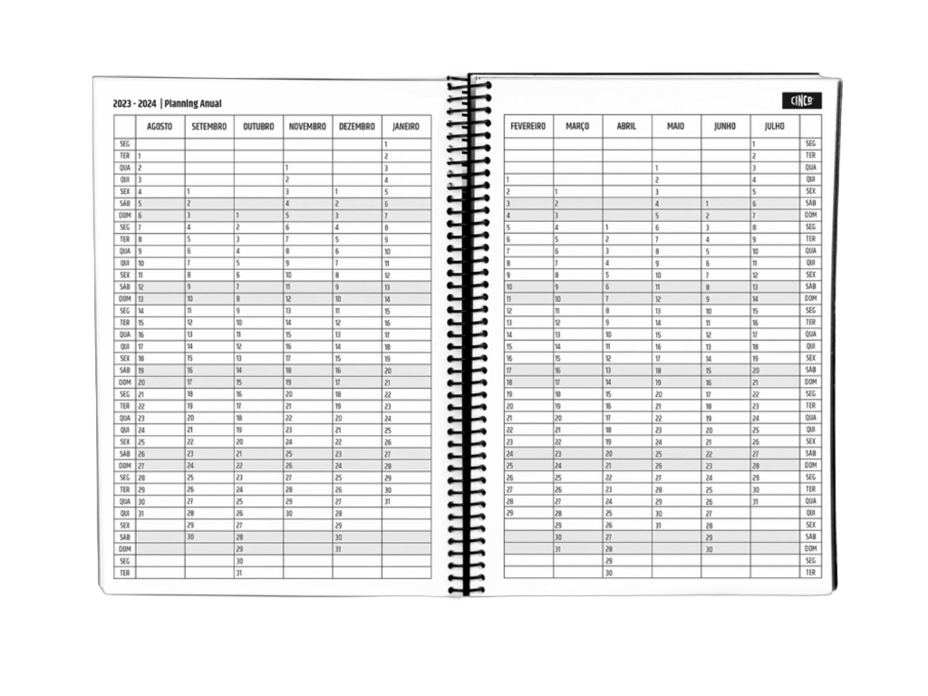 Agenda Treinador A5 Cinco